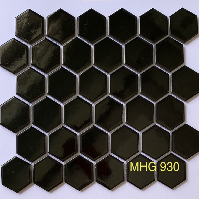 Gạch mosaic lục giác màu đen 